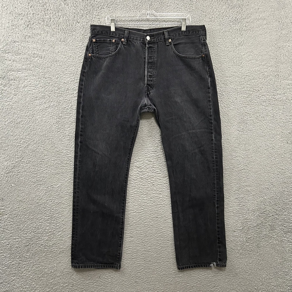 Levis Jeans Mens 38x32 Black Denim 501 Straight Leg Button Fly American‎ Y2K